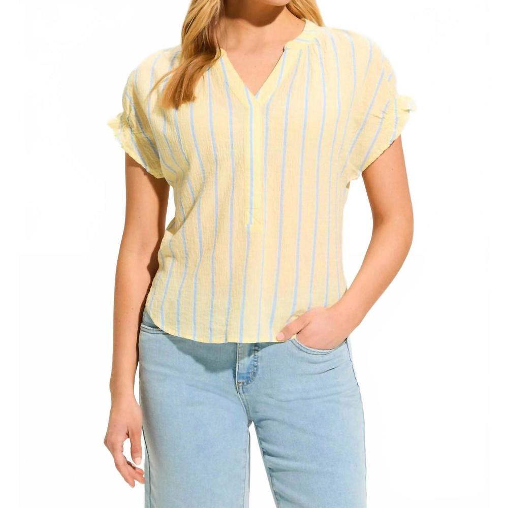 NEW FDJ short sleeve stripe top in lemonade stripe
